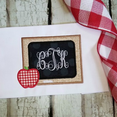 chalkboard with apple applique